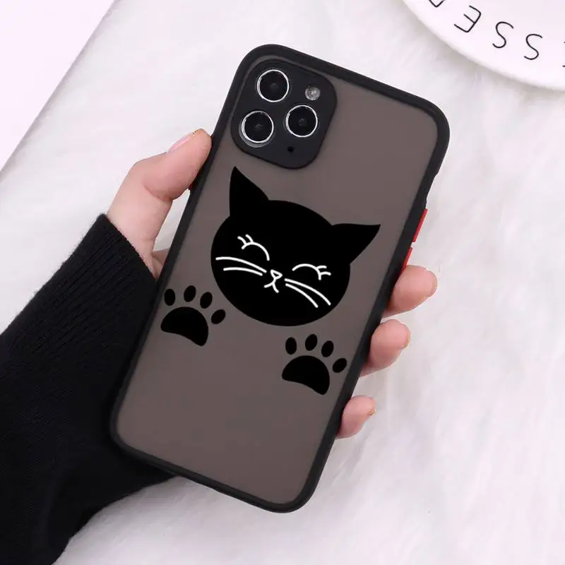 

Cute cat scratching Phone Cases matte transparent For black iPhone 7 8 x xs xr 11 12 pro plus max mini Clear Funda