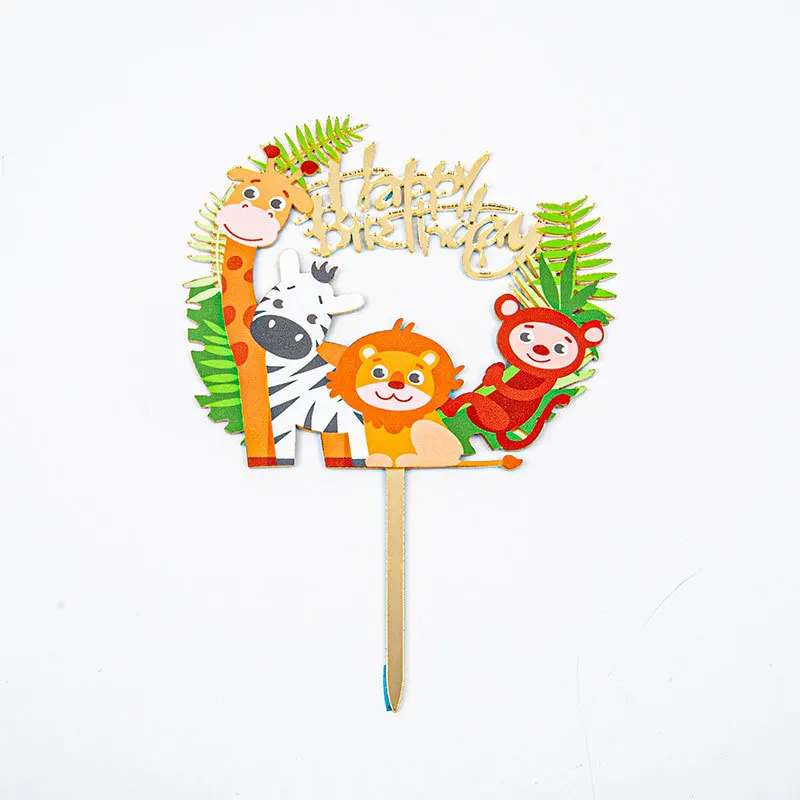 

Happy Birthday Jungle Animal Cake Topper Birthday Party Decorations Kids Cupcake Toppers Jungle Party 1st Birthday Supplies