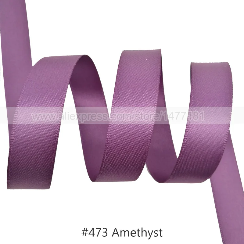473 Amethyst 25 Yards) 6 9 16 25 38 50 мм атласная лента Двусторонняя лента высокого качества полиэстер Двусторонняя лента банты изготовление тканей - Цвет: 473 Amethyst