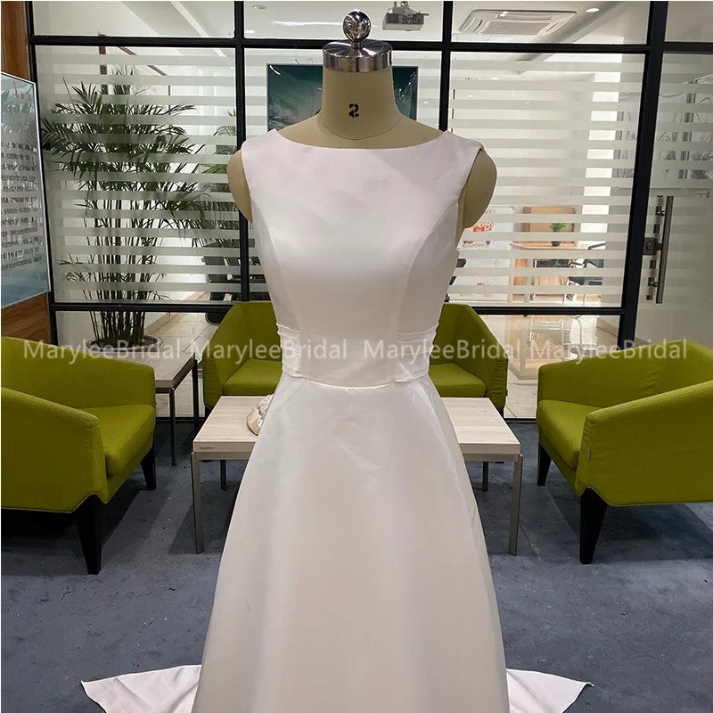 Элегантное платье-трапеция свадебные платья круглый вырез без бретелек