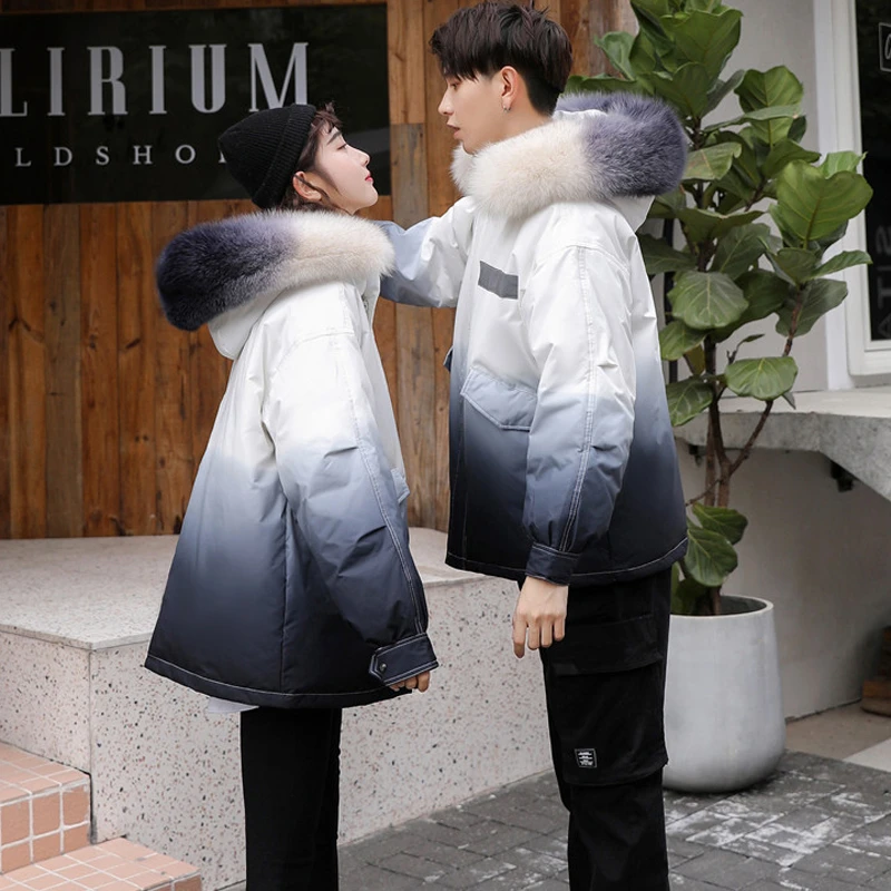 

Женская куртка большого размера, зимняя одежда, куртки, женские хлопковые утепленные топы с капюшоном, пальто для пары, корейское модное пал...