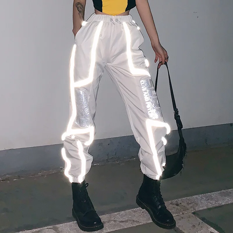 

women pants joggers women sweatpants pole dance pants reflective streetwear hip hop pants women rave clothes holographic clothes