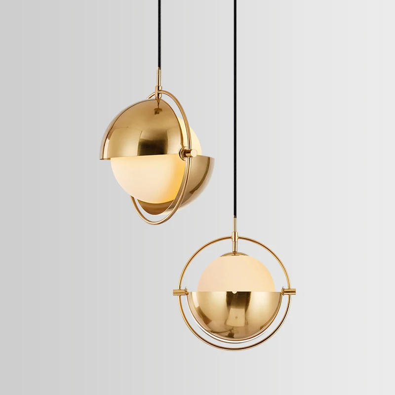 Современный подвесной светильник с металлическим золотым глобусом изменяемый