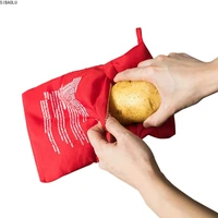 1pcs red washable cooker bag microwave baking potatoes bag rice pocket cooking tools easy to cook kitchen gadgets baking tool