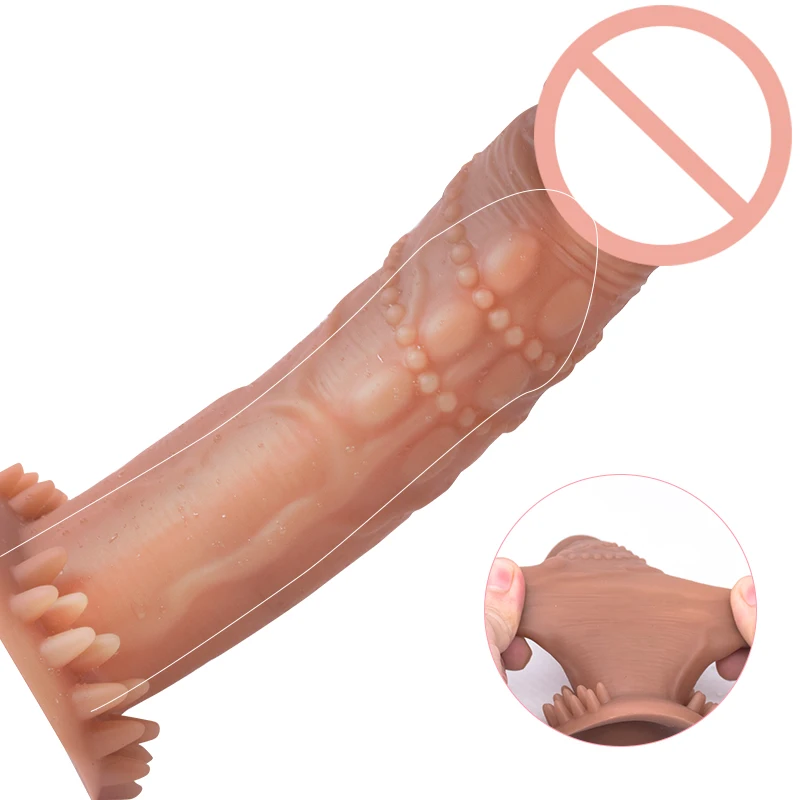 Жидкий силиконовый насадка для пениса размера плюс мужчин Увеличение t