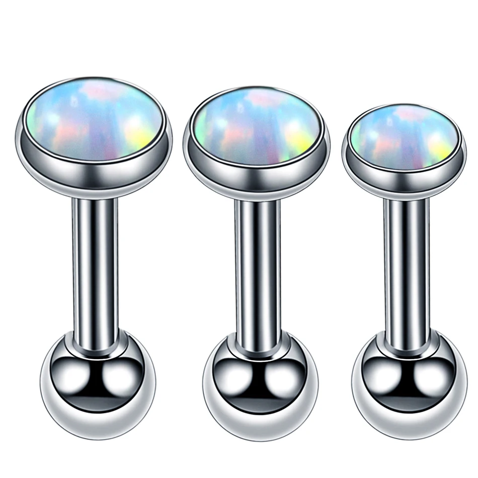 3 шт./лот Нержавеющая сталь Серьги Для Пирсинга Ушей из опалового камня