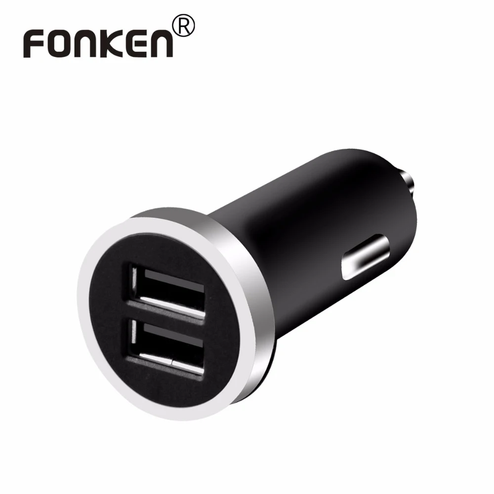 Автомобильное зарядное устройство FONKEN с двумя usb-портами, 5 В, 3,4 А, автомобильное зарядное устройство, 2 порта, автомобильное зарядное устройство для телефона, Синий светодиодный, для мобильного телефона, быстрое зарядное устройство