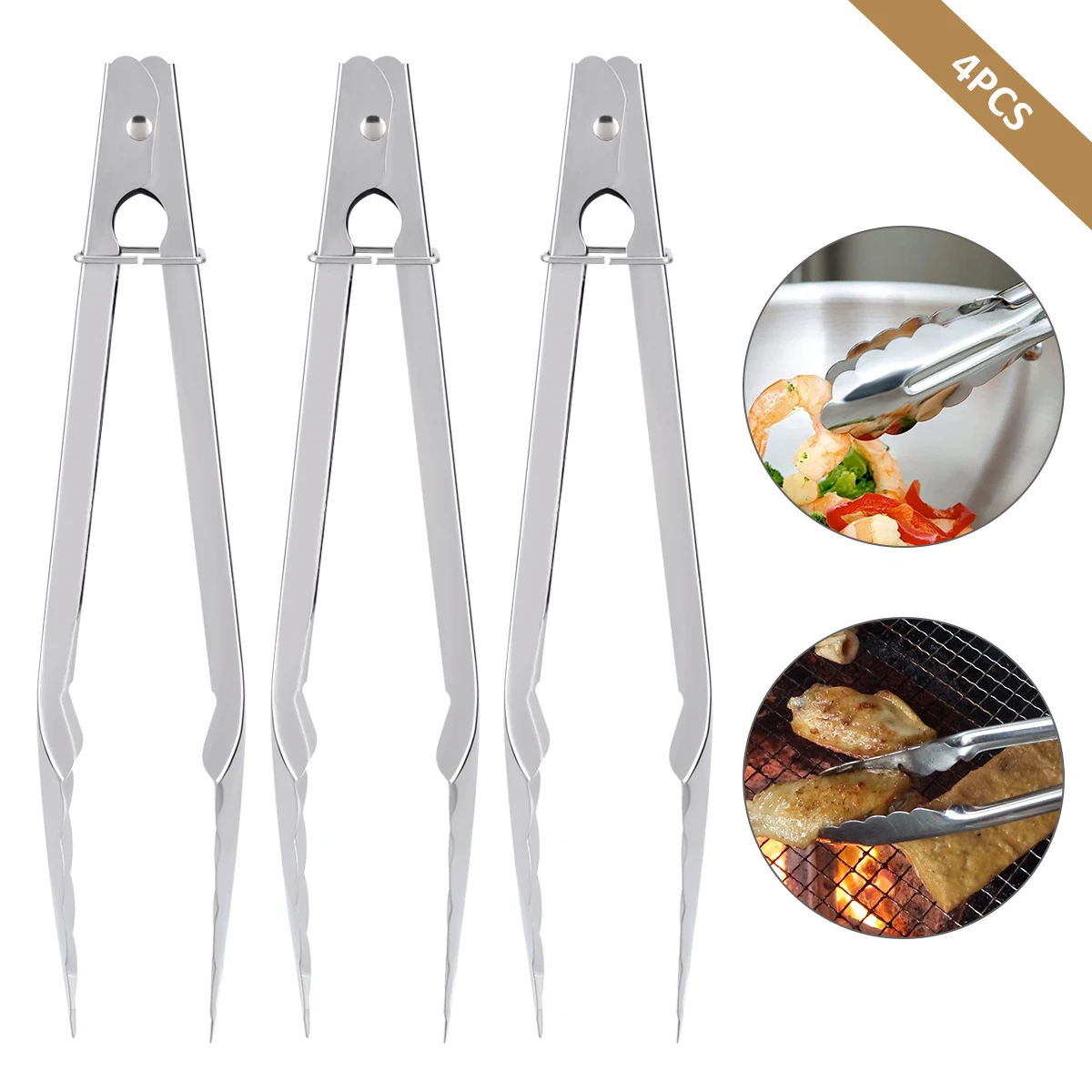 

Набор кухонных инструментов Toong из нержавеющей стали для барбекю, гриля, салата, быстрое устройство для сервировки еды, щипцы, кухонные аксе...