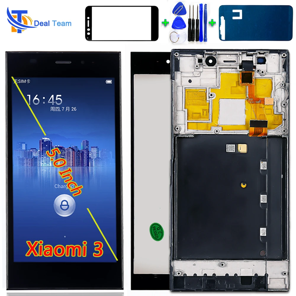 Дигитайзер в сборе с рамкой для Xiaomi 3 M3 Mi3 WCDMA 5 0 дюйма|Экраны мобильных телефонов| |