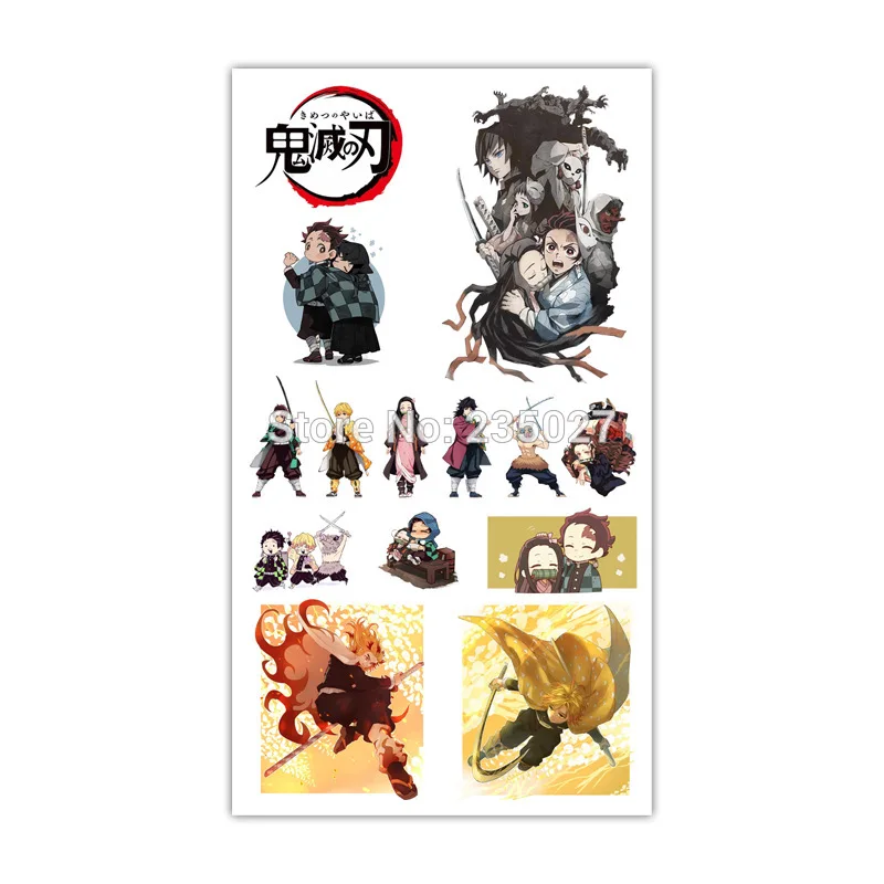 

30 Sheets/Lot Anime Demon Slayer Kimetsu no Yaiba Tattoo Stickers Children Tattoos Paper For Kids Body Arm Sticker