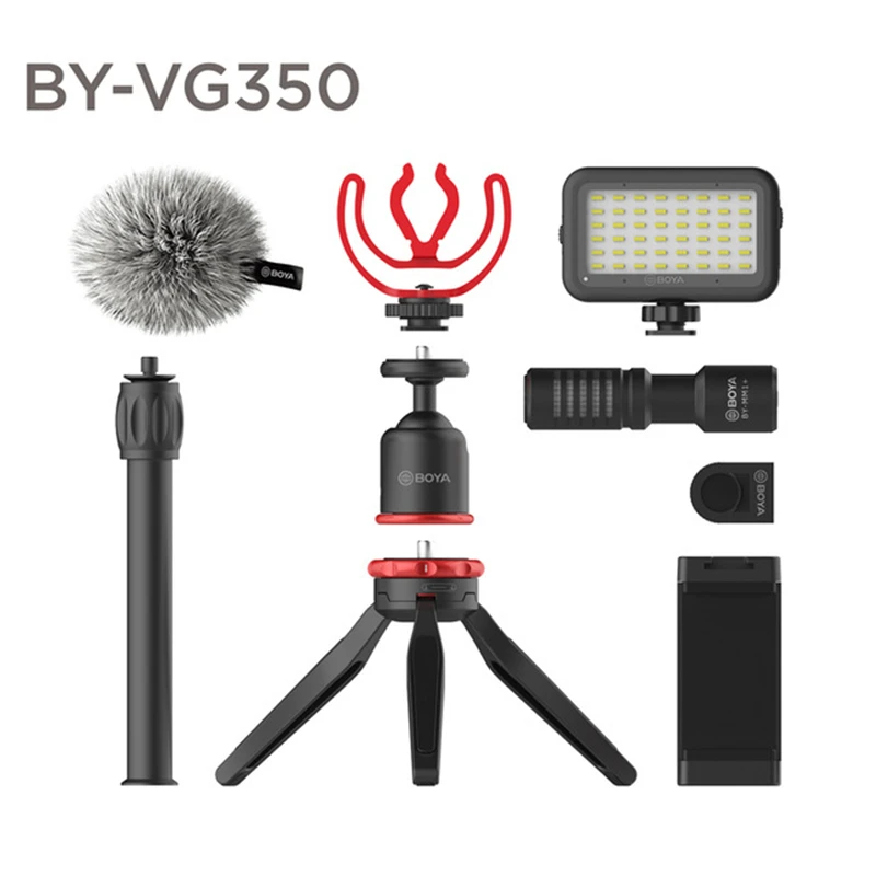 Купить BOYA BY-VG350 BY-VG330 видеомикрофон светодиодный светодиодсветильник кой штатив держатель для телефона набор для DSLR камеры смартфона Vlog Live Show