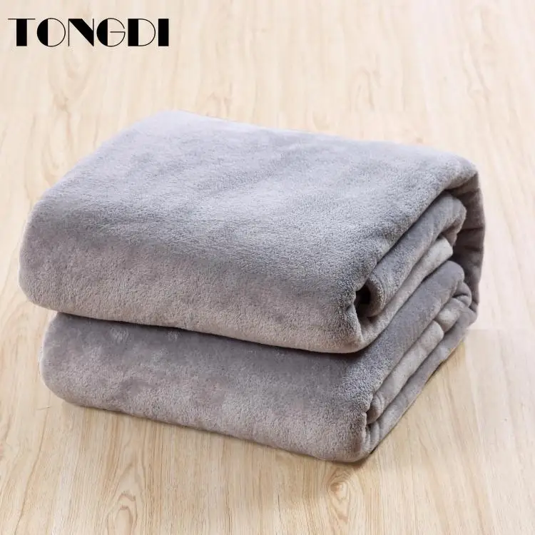 Утолщенное мягкое теплое Флисовое одеяло TONGDI с легкими панелями однотонное