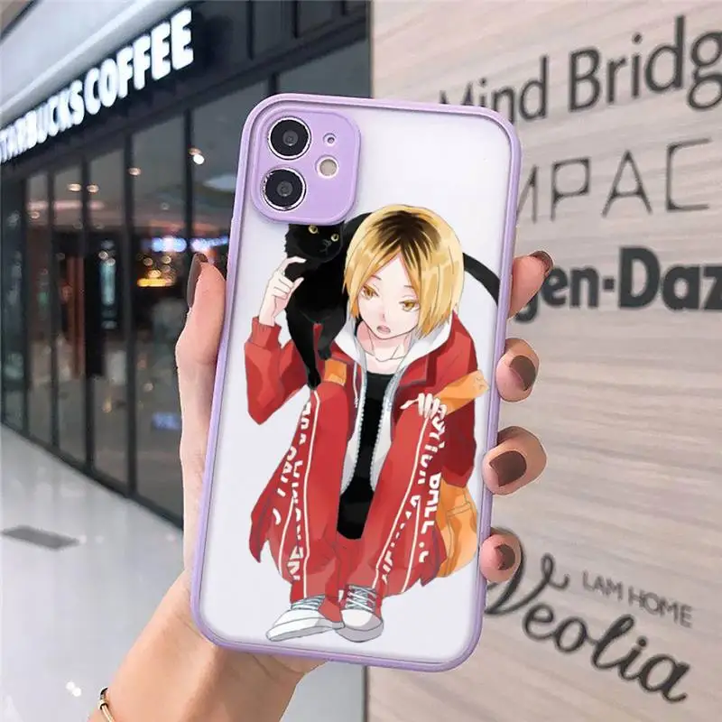 

Kenma Kozume Haikyuu!! Phone Cases Matte transparent For Purple iPhone 12 Mini 11 Pro XR XS Max 7 8 Plus X Back Cover
