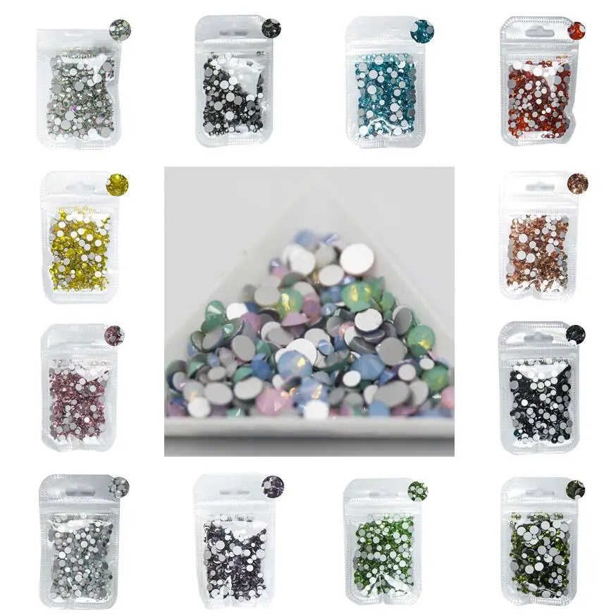 

350pcs 5Gram Mixed Sizes ss3-ss30 Blue/Green/Pink/White Opal 3D Crystal Nails Art Rhinestone,Flatback Glass Nail art Decoration