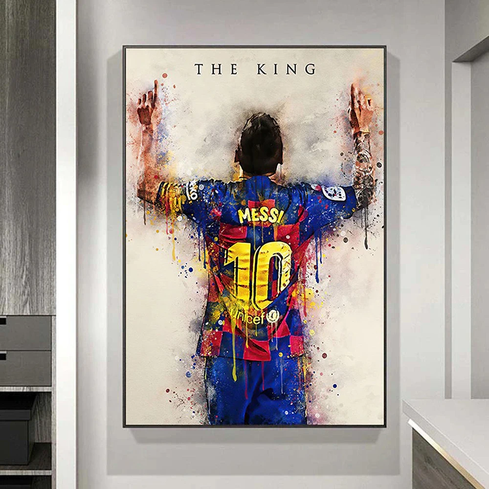 

Abstract Football Star King Graffiti Art Canvas Painting Posters Print Wall Art for Living Room Home Decor (No Frame)