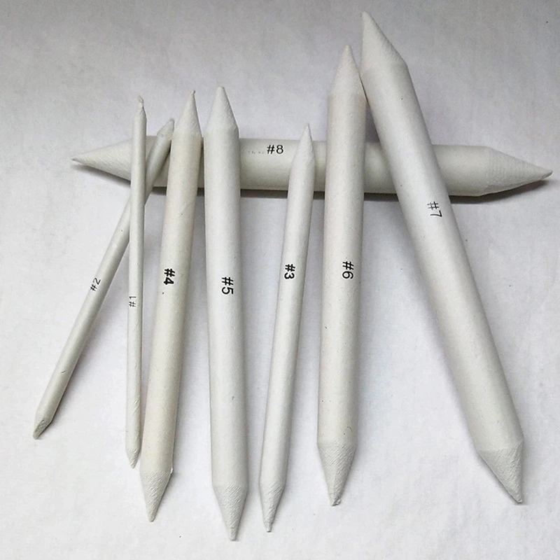 

8Pcs Assorted Sized Blending Stumps and Tortillions for student Art Drawing Arti K3KB