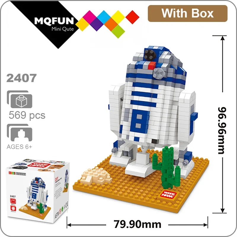 2407 With Box Wisehawk Diamond Star fighting BB8 R2D2 XWing Дарт Вейдер пластиковый строительный блок Сборная модель фигурки обучающая игрушка - Цвет: 2407 With Box