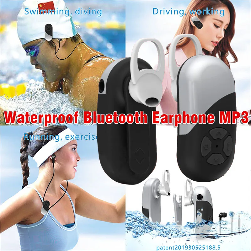 Bluetooth наушники Водонепроницаемый MP3 плеер 8 ГБ для плавания/вождения/бега