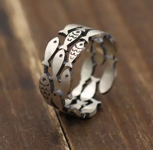 

New Charm Fish Finger Ring For Women Men Vintage Boho Knuckle Party Rings Punk Jewelry Girls Gift 2020