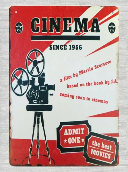 

Cinema Since Tin Metal Sign Premier Garage 12x8 Inches