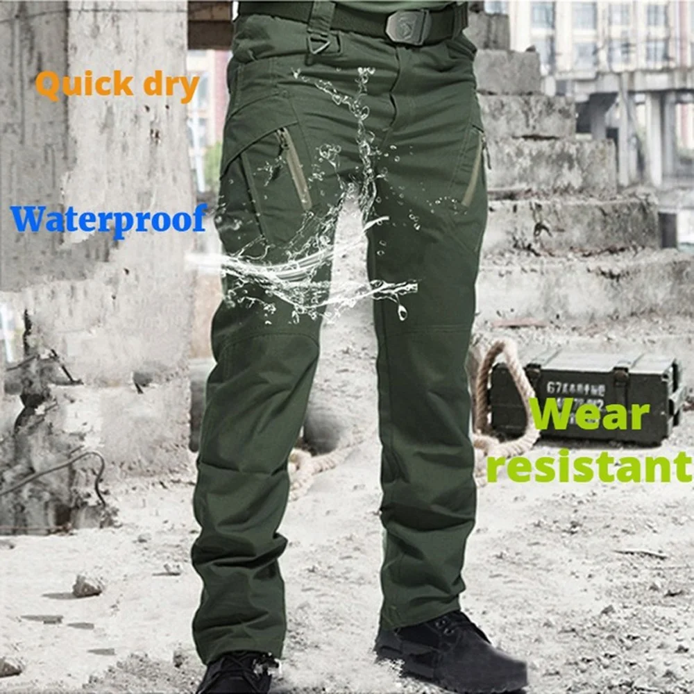 

New Mens Tactical Pants Multiple Pocket Elasticity Military Urban Commuter Trousers Men Slim Fat Cargo Pant 5XL