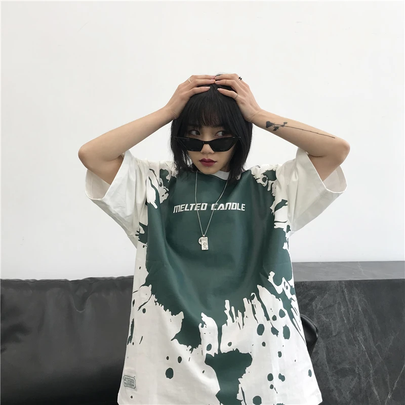 Женская футболка с коротким рукавом свободная в американском стиле принтом