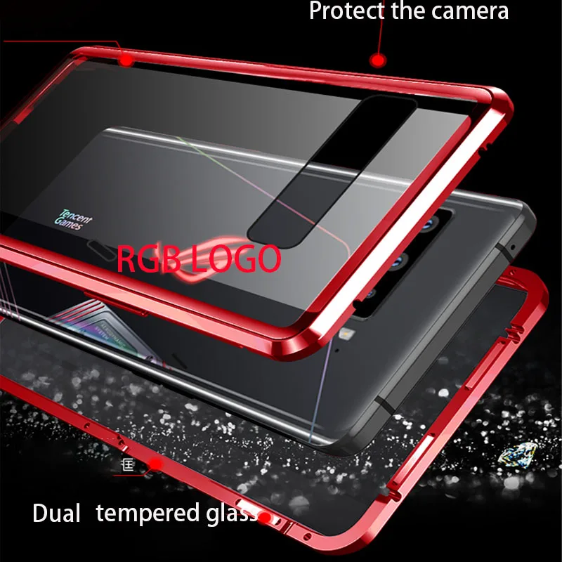 Magnetic Adsorption dual side Case For ASUS ROG 3 ROG3 ROG5 Phone Metal Frame Clear Tempered Glass Cover rog3 Cases | Мобильные