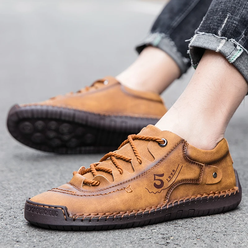 

Suede Leather Mens Shoes Casual fashion Luxury Brand Men shoes outdoor lace up handmade sewing Breathable Driving Shoes Men