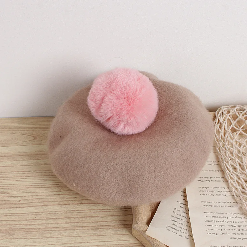 Little Girls Soft Beret Hat Classic French Style Winter Warm with Cute Pompom | Детская одежда и обувь