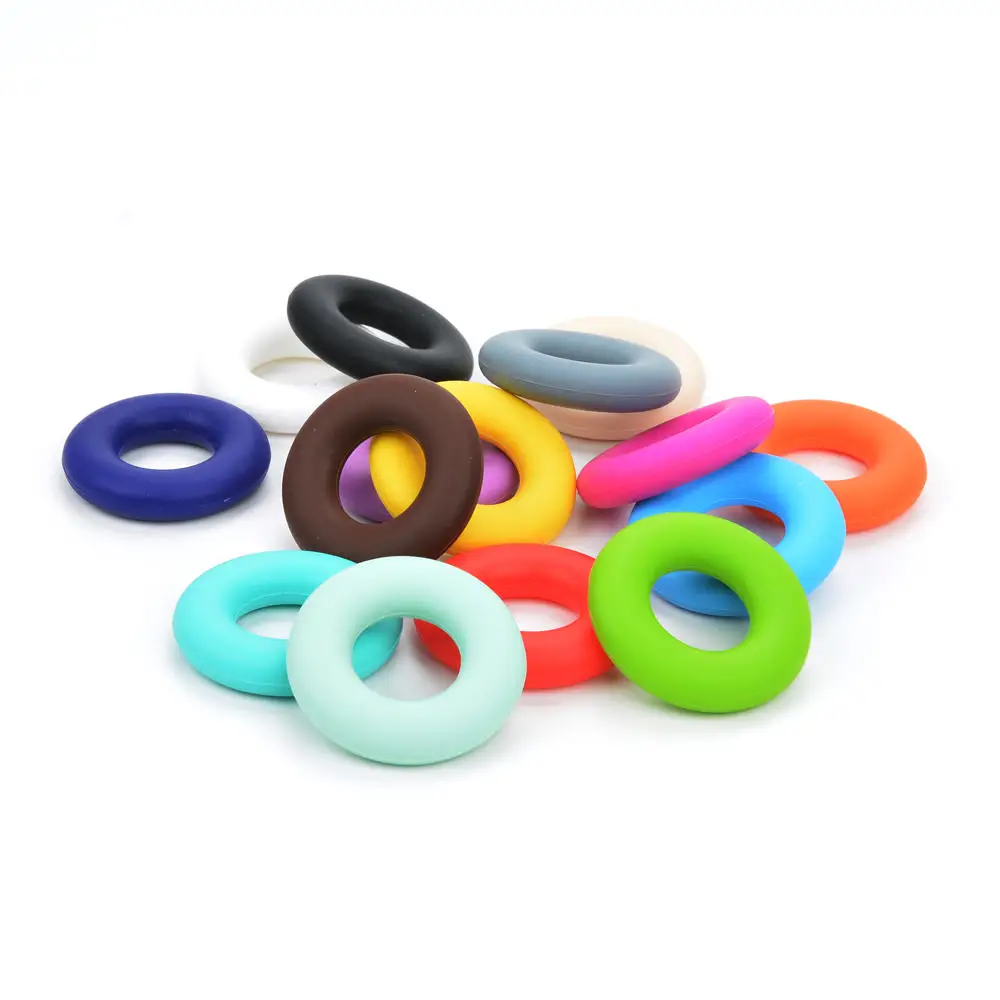 LOFCA Donut 5 uds cuentas de silicona beb&eacute; mordedor de BPA libre mordedor collar Cadena de chupete perlas beb&eacute; Juguetes DIY Accesorios-1