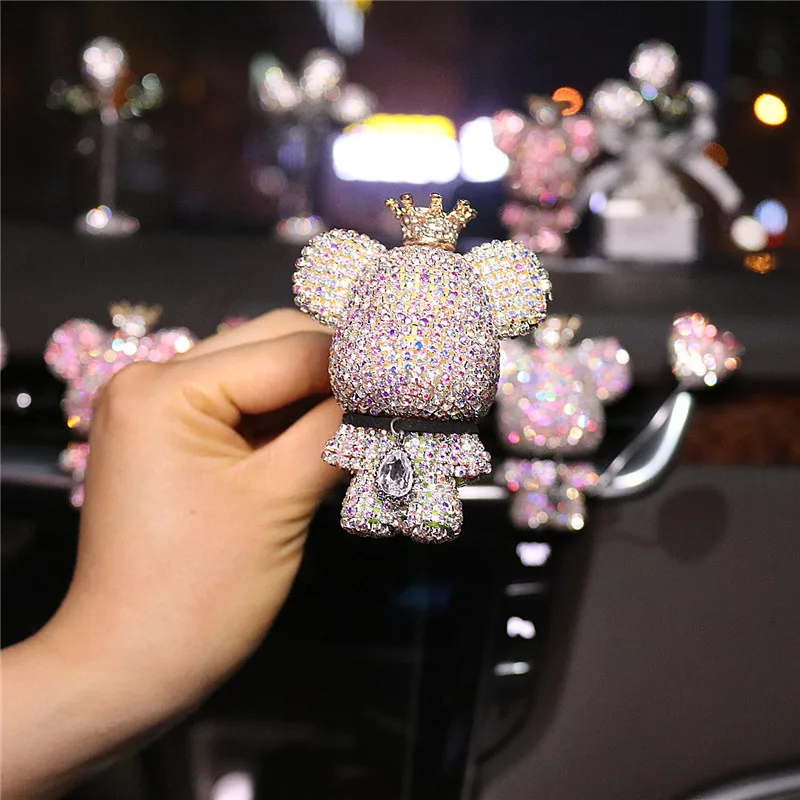 Автомобильный креативный милый медведь украшенный бриллиантами автомобильный