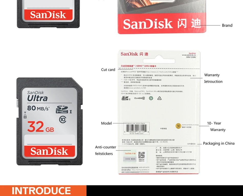SanDisk, SD карта, 128 ГБ, 64 ГБ, 32 ГБ, 16 ГБ, microSDHC, SDXC, UHS-I, карта памяти, micro SD карта, TF карта, класс 10, U3, для камеры, SDUNC