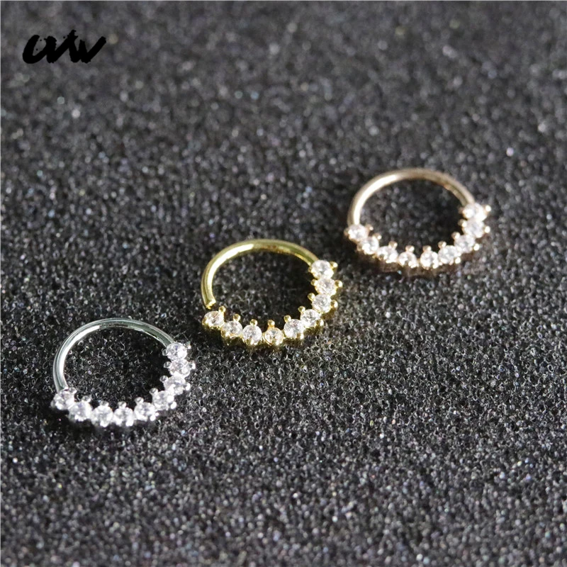 Кольца для носа из хирургической стали с фианитом 1 шт. шпильки перегородки