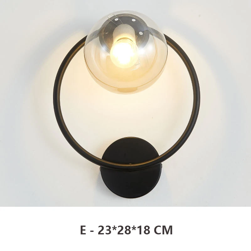 

Post-modern Simple interior Wall Lamp Glass Bedroom Light luxury Round Corridor Stair Nordic Led Wall Lights Fixture Black Gold