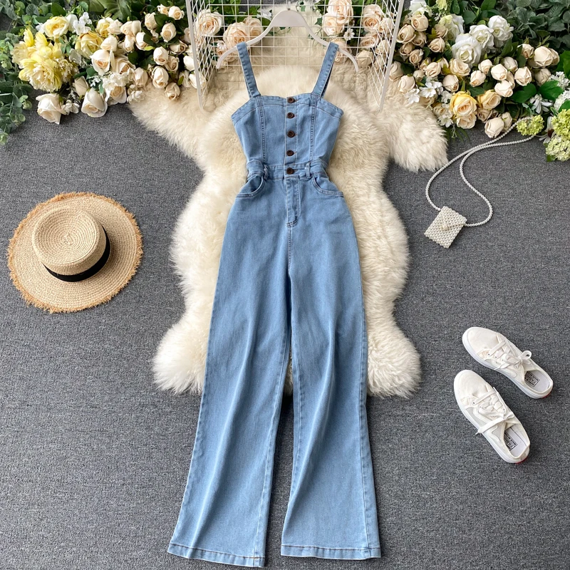 

Body Jumpsuit Women Women's Cotton Broadcloth Casual Jumpsuit 2020 New Retro Straps Sexy Tube Top Suspenders Wide Leg Summer