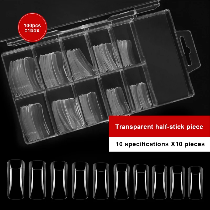 100 шт./кор. поддельные накладные декоративные ногти крышка белый/прозрачный цвет