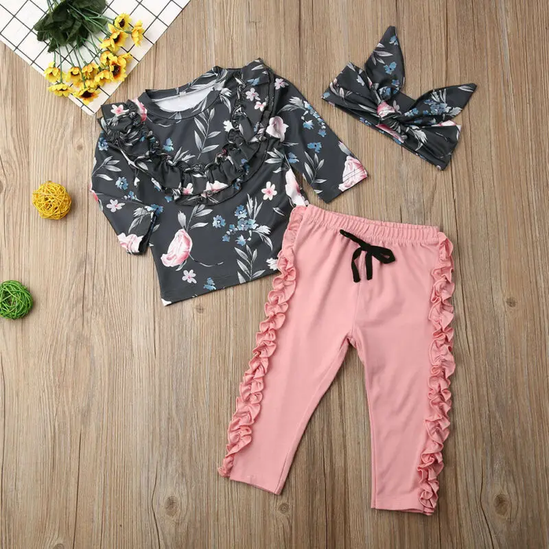 Осенний комплект из 3 предметов для новорожденных девочек детские топы с