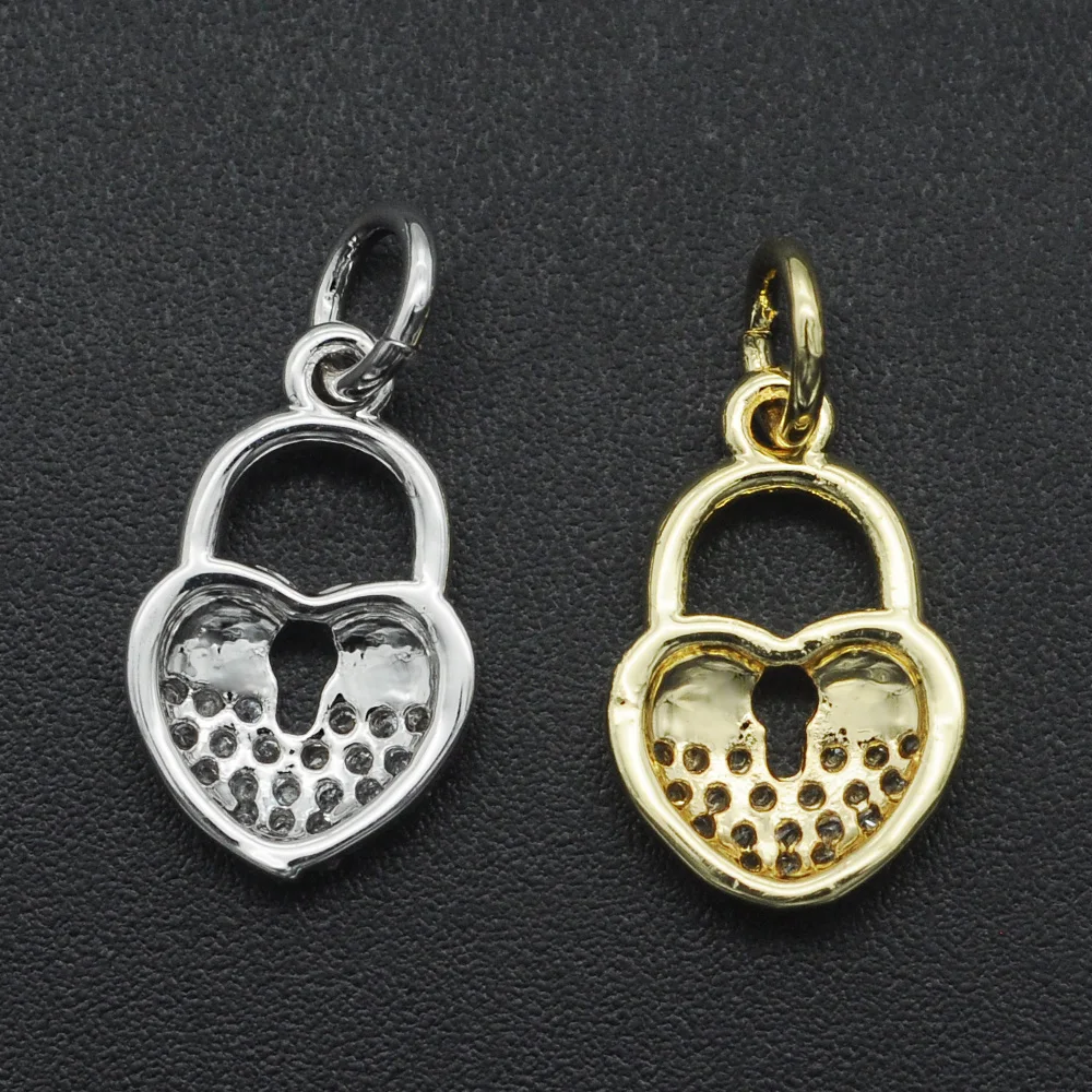 Wholesale Jewelry Accessories: DIY 17x9mm CZ Zircon Lock Charm Pendant for Necklace Making image 2