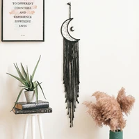 black moon dream catcher macrame tapestry wall hanging bohemian cotton rope woven pendant home room decoration wind chimes