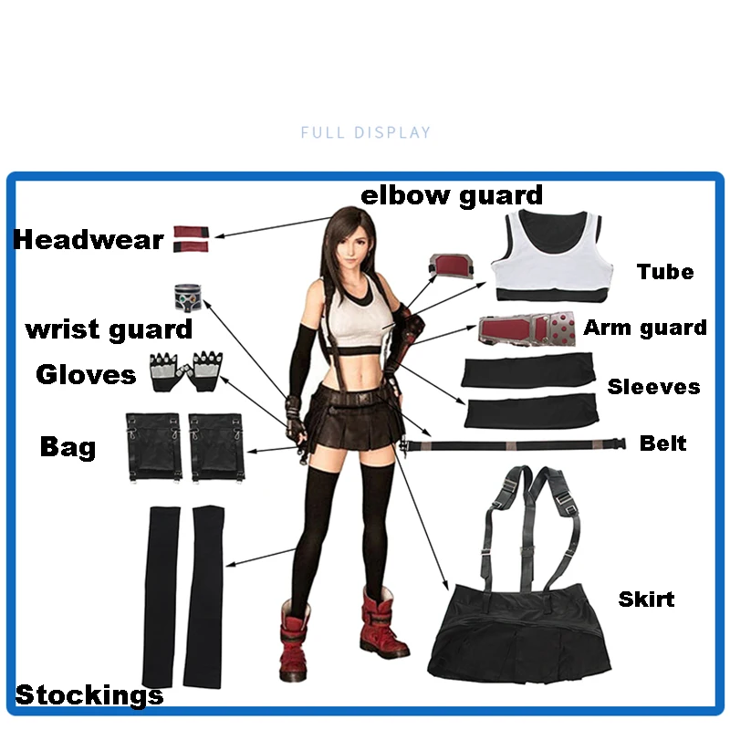 

Game Final Fantasy VII Cosplay Costumes Tifa Lockhart Cosplay Costume FF7 Cosplay Outfits Women Girls Shorts Suit Black Costumes