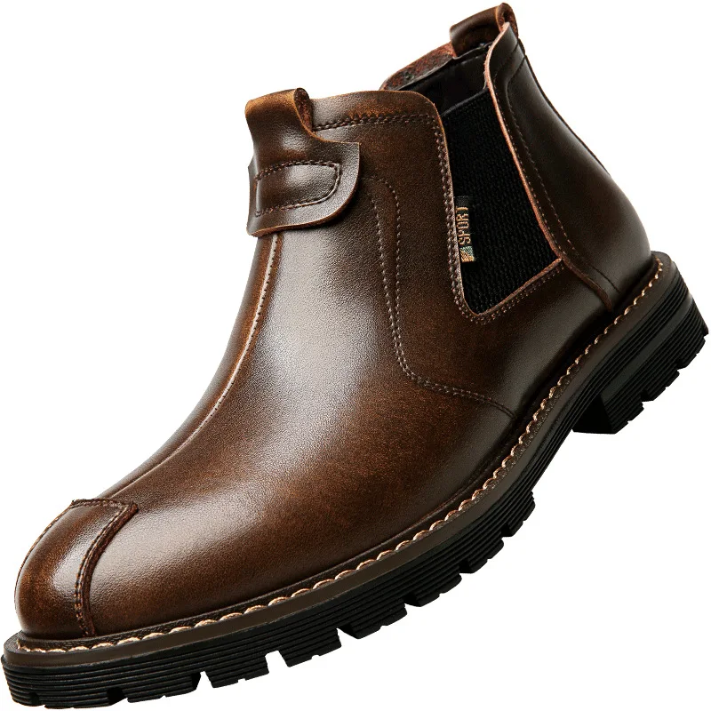 

Chelsea boots autumn and winter 2019 new British trend tooling men's Martin boots velvet warm high men's shoes