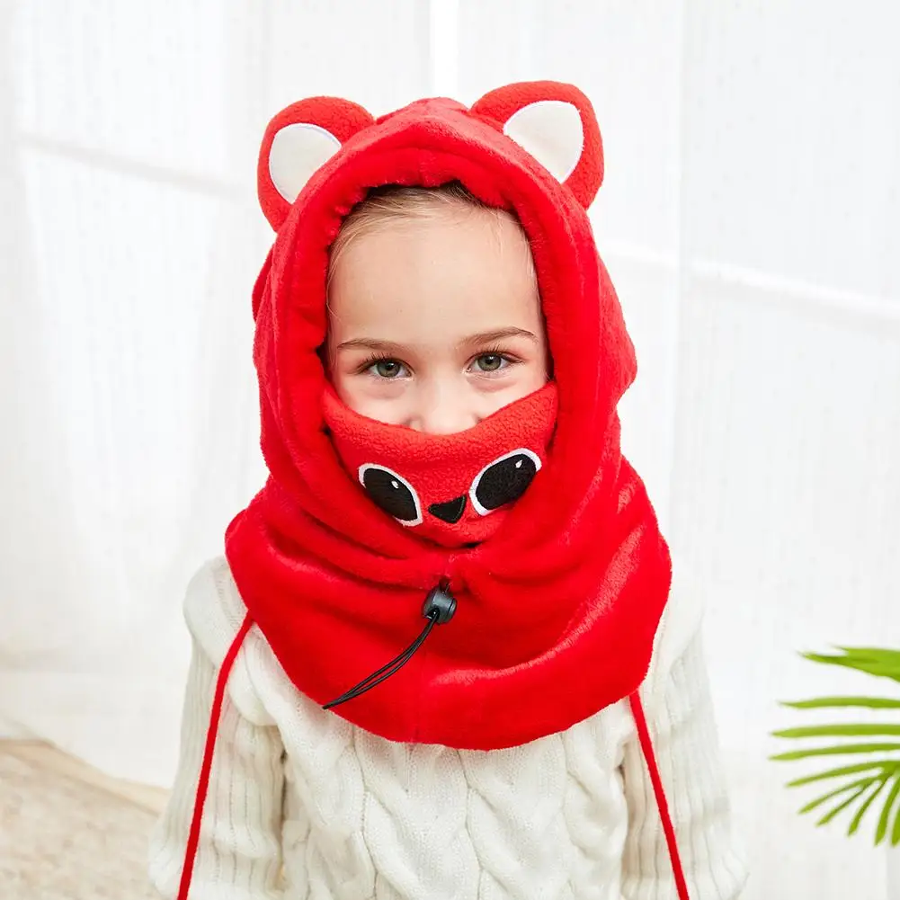 Детский Теплый шарф с капюшоном шапка детская флисовая плотная Зимняя Шапка-бини