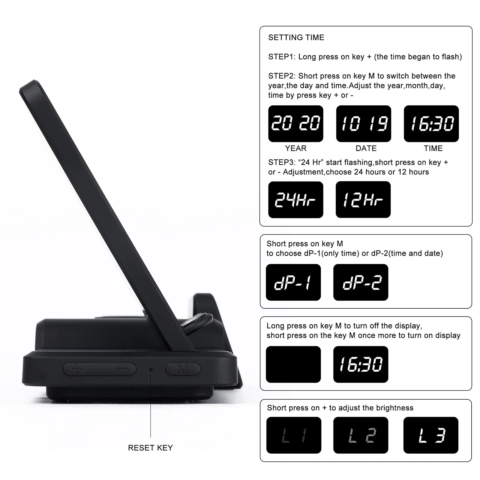 

HIPERDEAL 4 in 1 time display wireless charger 4in1 Wireless Charging Station With Time Display Fast Charging Pad For iPhone 12