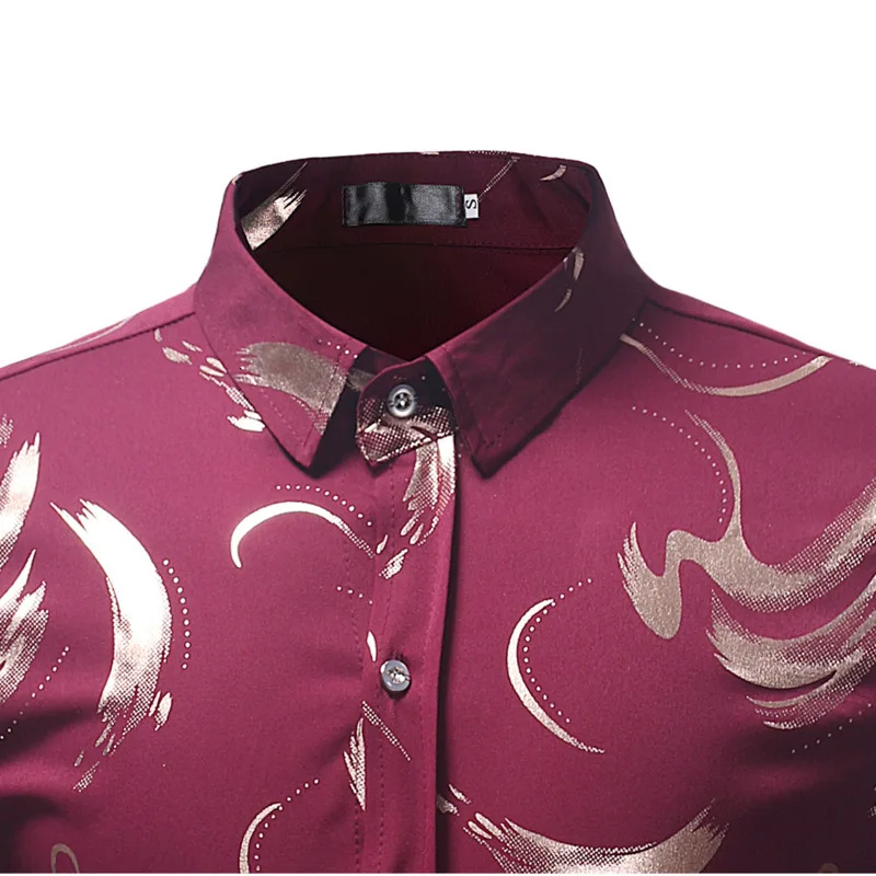 Cardigan Shirts Men's Wear Leisure Blouses Luxury Gold Printing Long Sleeve Lapel Rendering Shirt Muslim Fashion Clothing |