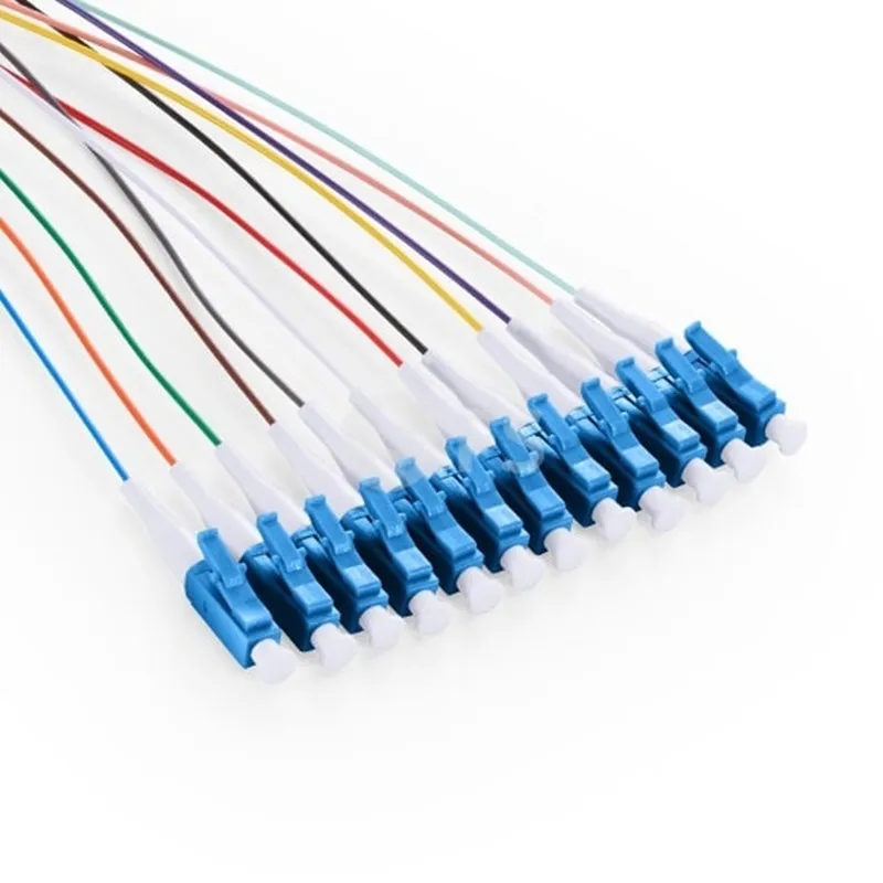 10Pcs/Lot 1.5m (5ft) LC UPC 12 Fibers OS2 Single Mode Bunch PVC (OFNR) 0.9mm Fiber Optic Pigtail
