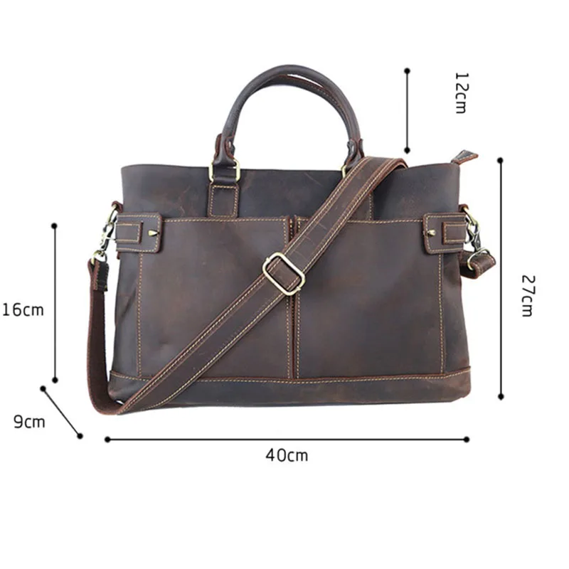 

AETOO Mad Horsepi Men's Business Casual Briefcase, Vintage Leather One Shoulder Slant Bag, Leather Men's Handbag