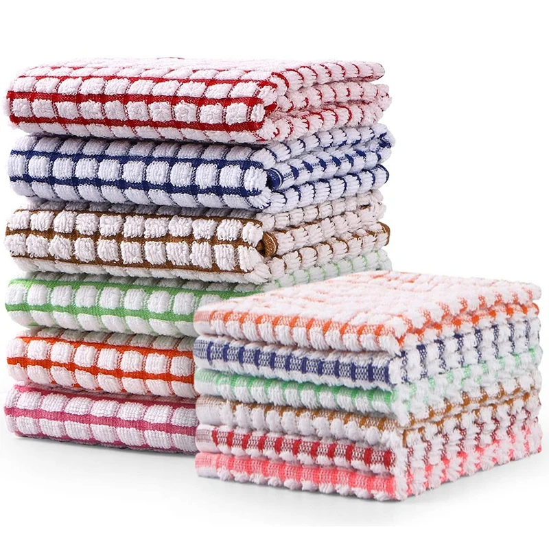 

Kitchen Towels and Dishcloths Set,Set of 12 Bulk Cotton Kitchen Towels Set, Dish Towels for Washing Dishes Dish Rags