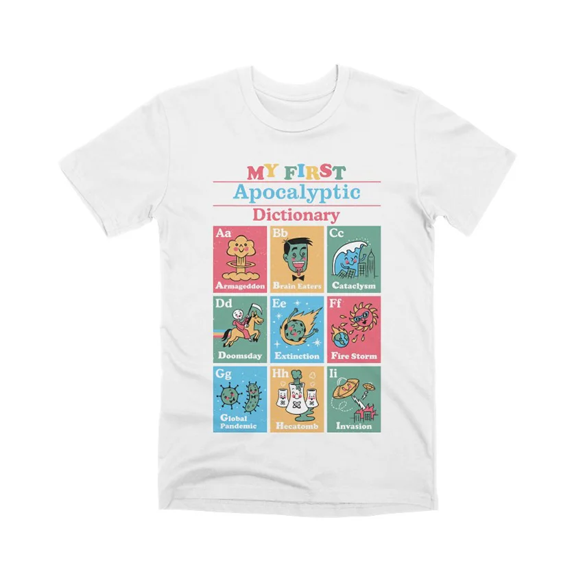 My First Apocalyptic Dictionary T Shirt alphabet primary colors parody funny chaos graja | Мужская одежда
