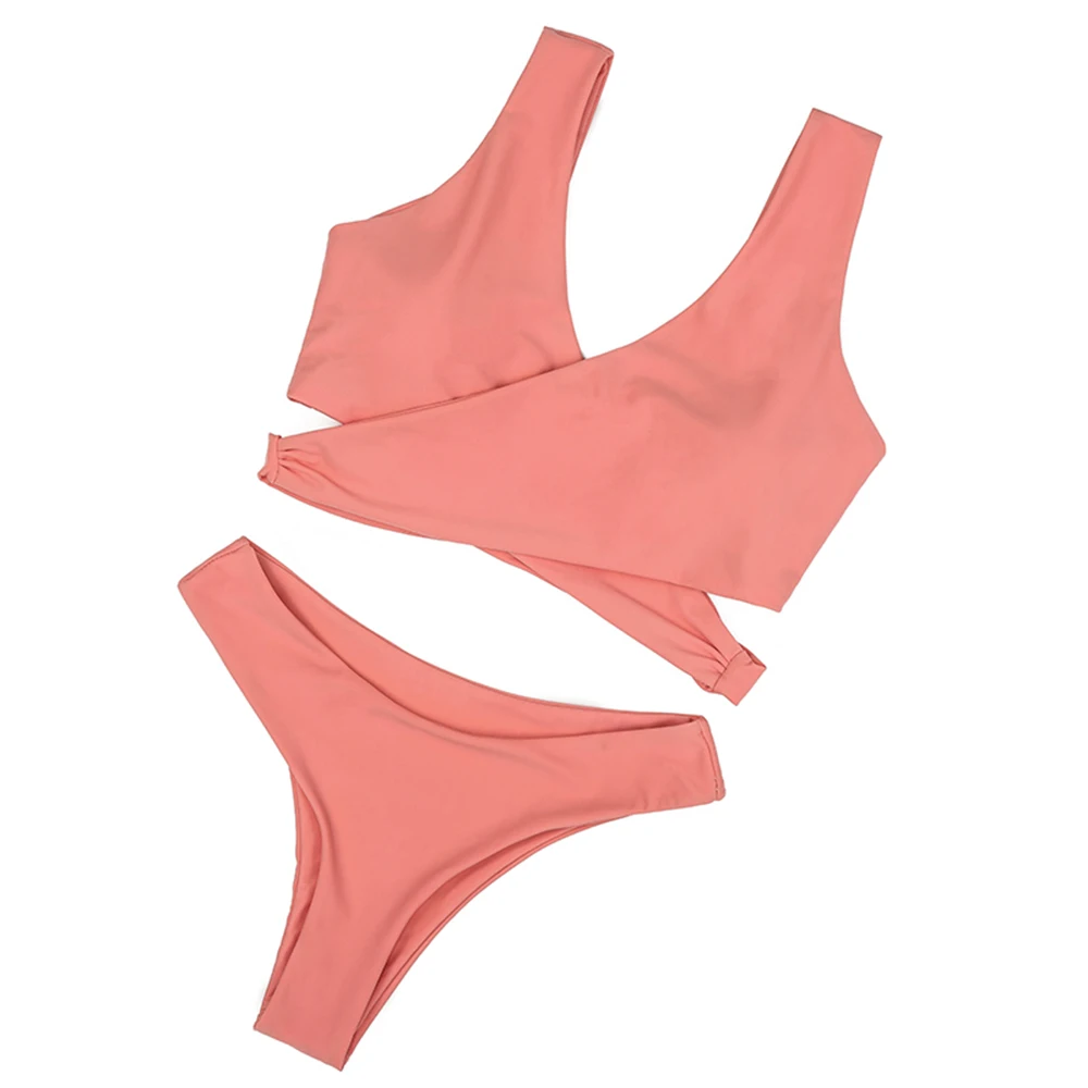 

Qeils Pink Sexy Push Up Bikini 2021 New Arrival Padded Bandage Swimsuit Female Low Waist Swimwear Women Brazilian Biquini
