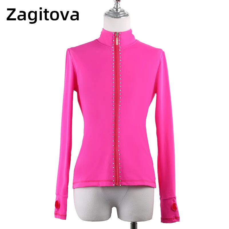 

Rose Red Figure Skating Dress For Girls Children High Quality Crystals Women Skiing Ice Skating Clothes For Training